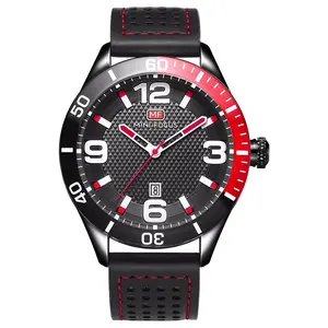 Promotional mini focus two tone minimalist three needle diamond grid texture high quality luxury leather quartz watch for men