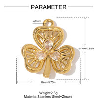 Nouveau Pendentif Papillon Trèfle à Quatre Feuilles en Acier Inoxydable Incrusté de Diamants Personnalisable 2026 pour Fabrication de Bijoux Colliers Accessoires Vente en Gros