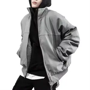 Jaket kosong logo kustom mantel musim dingin uniseks polos jaket penahan angin ritsleting pria jaket bomber