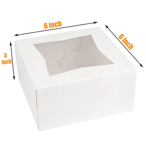 6x6x3 pollici Bianco Auto-Torta scatola piccola Scatola Torta con Finestra Popup e 6 Pollici oro rotondo Basi Torta Cerchio Schede - Product Image 2