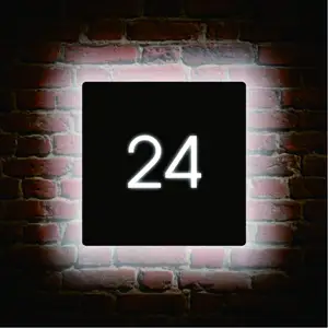 Plakat Pintu Menyala Logam 3d Cahaya Luar Ruangan Tahan Karat Backlit Nomor Kamar Hotel Tanda Led Nomor Rumah