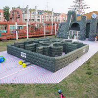 Grand château gonflable en PVC écologique vert 9x11m, parcours d'obstacles interactif extérieur pour enfants et adultes, jeu parent-enfant