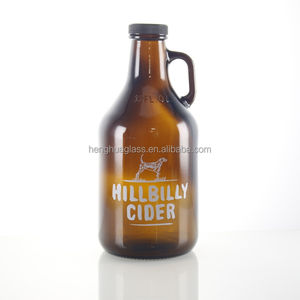 Botella de Vidrio Ámbar Vacía de 32oz/64oz (1000ml/2000ml/1L) con Asa, Estilo Growler, para Vino de California, Precio de Fábrica - Product Image 1