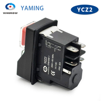 YCZ2 Saklar Elektromagnetik 4/5 Pin 110V/220V Momentary(Reset) On Off Tombol Tekan Merah/Hijau Penghenti Darurat Pengganti KJD17