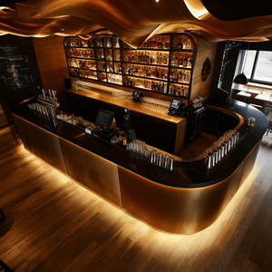 طقم أثاث داخلي بتصميم عصري لطاولة بار رخامية ومعدنية للعرض، مخصص للفنادق والمطاعم للبيع بالجملة - Product Image 5