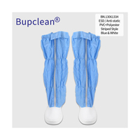 Botas Altas Antiestáticas Bupclean ESD, Suaves, Unisex, con Rayas, de PVC y Poliéster, Azul y Blanco, Colores Personalizables, Suela de PU, SPU y PU