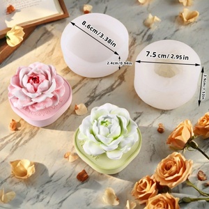 แม่พิมพ์เทียนเรซิ่นรูปดอกไม้พร้อมฐาน แม่พิมพ์ซิลิโคนสำหรับตกแต่งบ้าน แม่พิมพ์เทียนหอม - Product Image 6