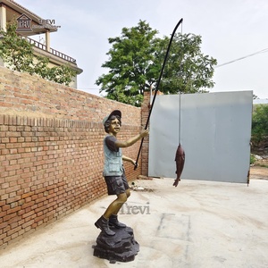 Escultura de Jardín Moderna y Popular TREVI, Estatua de Bronce de Niño Pescando para Decoración de Piscina al Aire Libre - Product Image 6