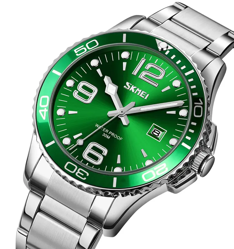 SKMEI 9278 men watch quartz big number luxury stainless watch hight quality business wrist watch