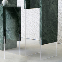 Table d'appoint de salon moderne de luxe, en marbre vert impérial, avec cadre en acrylique, support pour vase à fleurs