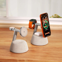 KUANGXIANG Cargador Inalámbrico Súper Rápido Qi22 de 25W con Altavoz para Teléfono Móvil, Auriculares, Reloj Inteligente, con Luz Nocturna de Cabecera y Soporte