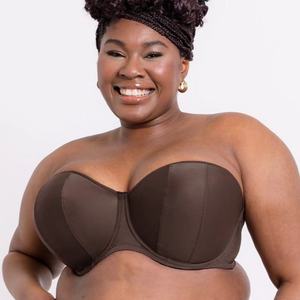 บราไร้สายแบบเต็มคัพ ไซส์พลัส คอสูง ดันทรง สวมใส่ได้ทุกวัน มีฟองน้ำเสริม ทรงเว้าสูง ผลิตจากโพลีเอสเตอร์ ไซส์ 34-42 DD E F FF G GG H HH J - Product Image 2