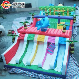 زلاجة مائية عملاقة قابلة للنفخ بطول 50 مترًا، ملعب ألعاب قابل للنفخ بطريق عقبات للجري، متنزه قابل للنفخ للبيع