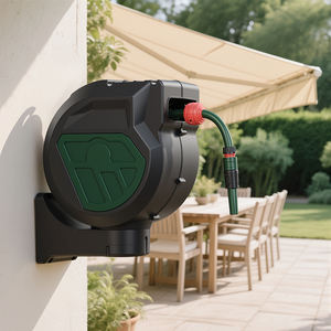 بكرة خرطوم حديقة أوتوماتيكية قابلة للسحب مقاس 1/2 بوصة و5/8 بوصة مع قفل أي وقت، سحب بطيء، تثبت على الحائط، لون رمادي مع فوهة - Product Image 6