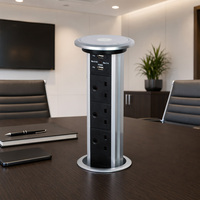 Prise de bureau escamotable intelligente avec chargeur sans fil, haut-parleur, USB Type C, prise de courant rétractable pour bureau et domicile