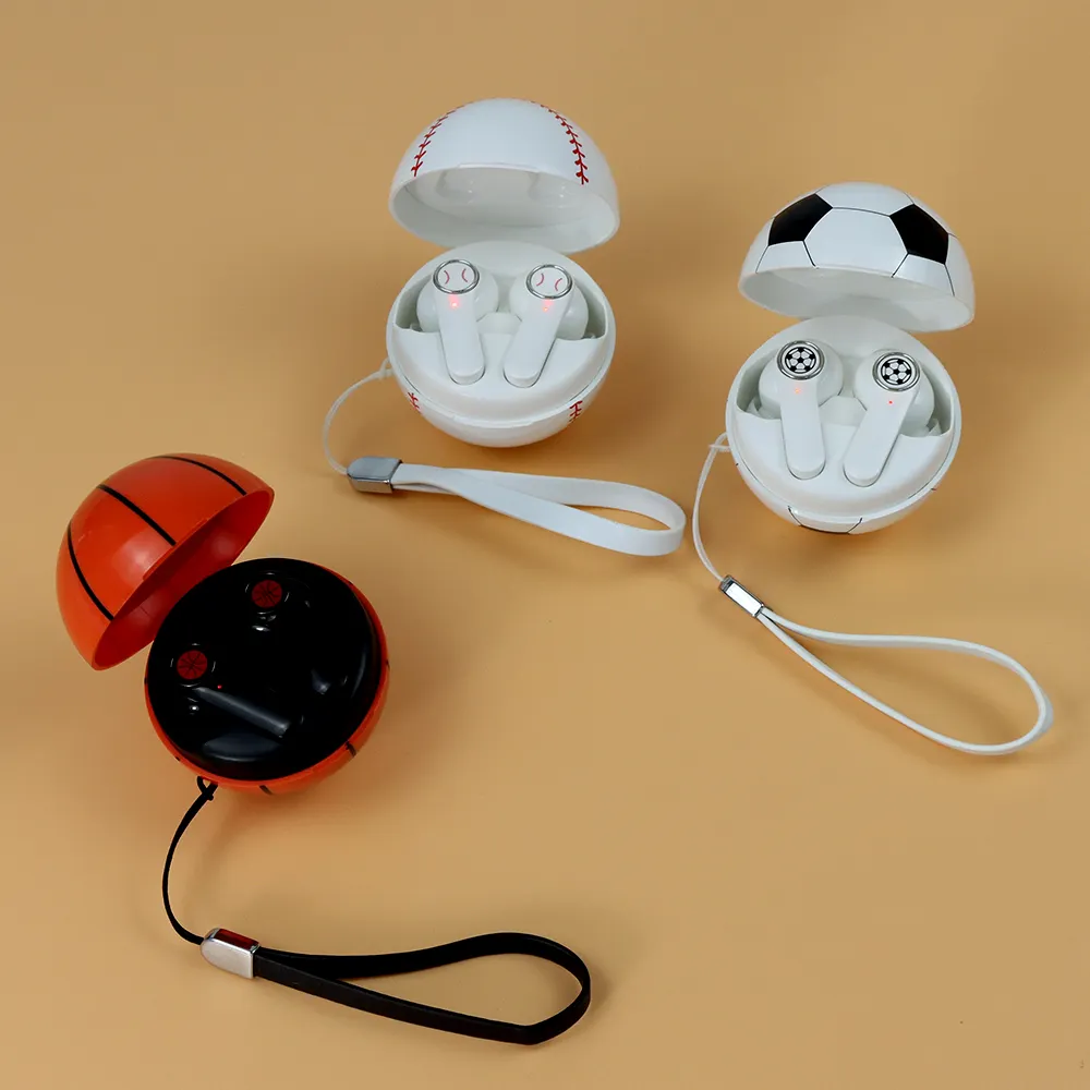 Creative Design Football Headphone Baseball Noise Cancelling Earphone Bluetooth V5.1 Wireless Earbuds