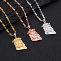 Pendentif NUOYA Hip Hop en argent 925 avec tête de Jésus, petit pendentif en moissanite sertie de diamants, testé au diamant, pour femme
