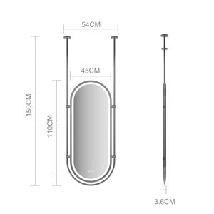 Customization 3000k 4000k 6000k Adjustable Gunmetal Finish Led Lights Manufacturer Hanging Bathroom Vanity With Oval Mirror - Product Image 6