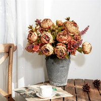 13 pivoines artificielles de style européen pour la décoration de salon, de salle à manger et de mariage