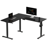 Bureau debout électrique réglable en hauteur en forme de L avec triple surface de travail, poste de travail d'angle assis-debout pour la maison et le bureau
