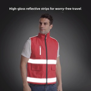 Tùy chỉnh polyester nylon màu Đỏ phản chiếu an toàn Áo khoác làm việc tình nguyện vest từ thiện Nghĩa Vụ quảng cáo Logo hỗ trợ - Product Image 3