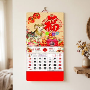 <span class=keywords><strong>Calendrier</strong></span> <span class=keywords><strong>lunaire</strong></span> chinois traditionnel 2027 en promotion – Décoration murale mensuelle du Nouvel An – Impression offset - Product Image 1