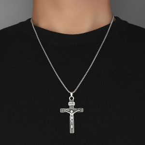 Collane <span class=keywords><strong>con</strong></span> Ciondolo a Croce di Gesù Antiche per Uomo, Stile Hip-hop e Street, Accessori di Gioielleria Maschile - Product Image 5