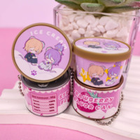 Porte-clés personnalisable en forme de pudding glacé souple parfumé à la vanille avec breloque amovible et fonction de pressage amusante, squishy parfumé amovible