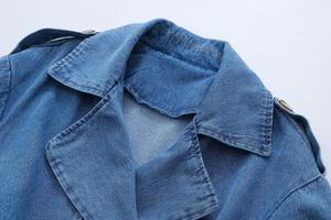 IHOOV extérieur Double boutonnage ceinturé Denim manteau long manteau automne vêtements femmes dames denim longue veste - Product Image 4