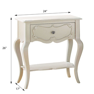 Pearl White 1-<b>Drawer</b> Nightstand With Shelf <b>Storage</b> <b>Drawer</b> Bedroom Furniture - Product Image 6