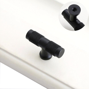 <strong>Modern</strong> Knurled Aluminum Alloy Matte <strong>Black</strong> Textured T-Bar Cabinet Handles <strong>Drawer</strong> Pulls for Kitchen Sideboard Wardrobe Furniture - Product Image 6