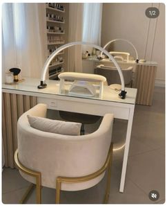 Custom <strong>Nails</strong> Salon Equipment Solid Wood Led Light <strong>Nail</strong> <strong>Tech</strong> Table with Dust Collector Salon Manicure <strong>Desk</strong> and Chair for Sale - Product Image 5