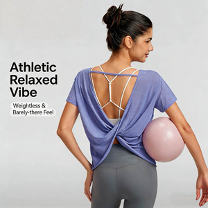 Haut de sport JCX pour femme, fin, d'été, cache-cœur, pour yoga, dos élégant, haut de <span class=keywords><strong>fitness</strong></span> - Product Image 1