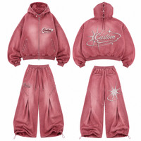 Ensemble sweat à capuche et pantalon de jogging en molleton bouclette épais pour homme, effet délavé, coupe oversize, style streetwear, personnalisable avec logo OEM