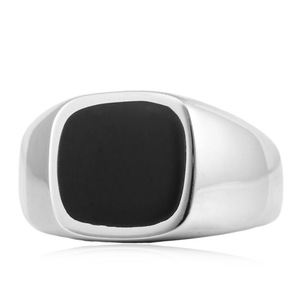 yunnique Men's Geometric <b>Titanium</b> Steel <b>Ring</b> Black Epoxy Inlay Fashion Jewelry Gift - Product Image 4