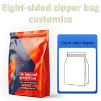 Sachet d'emballage pour café vide en papier compostable imprimé sur mesure, avec fermeture éclair, fond plat, debout, en kraft, avec valve et fermeture éclair