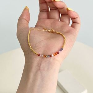 สร้อยข้อมือดีไซน์หรูหราประดับคริสตัลธรรมชาติหลากสีและจี้เพทาย 5A ชุบทองคำ 18K บนตัวเรือนเงินแท้จาก Dylam Light - Product Image 3