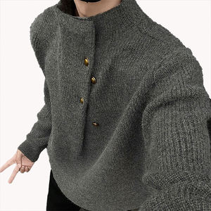 Pull à col montant pour homme, design irrégulier, style coréen tendance, marque décontractée, tricot décontracté pour l'automne et l'hiver - Product Image 6