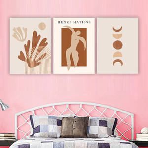 Pintura en Lienzo de Figuras Abstractas Boho con Líneas de Coral, Pósters y Cuadros de <span class=keywords><strong>Matisse</strong></span> Beige para Decoración de Paredes de Sala de Estar - Product Image 5
