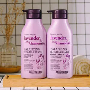 LUXLISS – shampoing Anti-jaune pour cheveux blonds platine blancs, lavande et camomille bleue, shampoing et après-shampoing équilibrants, vente en gros