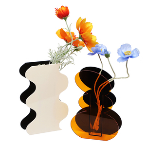 Florero Acrílico Bicolor de Estilo Nórdico Moderno, 16x23x6cm, Decoración Moderna para Mesa de Centro - Product Image 3