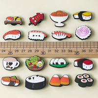 Breloques de chaussures en PVC 2D sur le thème du sushi, décorations mignonnes en forme d'aliments pour sabots et sandales, accessoires de chaussures DIY, cadeaux en gros