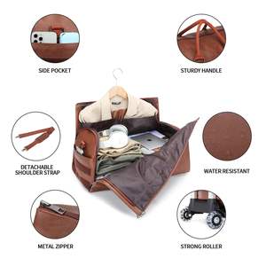 Juego de Maletas con Ruedas, Bolsa de Viaje con Ruedas, Almacenamiento de Ropa Plegable de PU Duradero, Ruedas Desmontables, Juego de Maletas con Ruedas Giratorias - Product Image 4