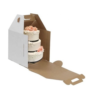Portable 3 Tier 4 Inches 3 Sided Window 14"x12"x12" Edge Transparent Top Swiss Cake Packing Roll Stand Box With Handle