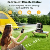 Ventilateur de camping suspendu pour bureau avec télécommande, rechargeable 40000mAh, avec lumière LED, pour extérieur