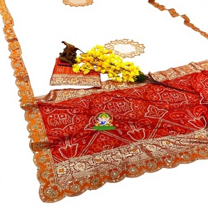 Sari en soie Dola, tissage Lagdi Patta, travail Zari, broderie artisanale traditionnelle, bordure ajourée, évacuation rapide de l'humidité - Product Image 1