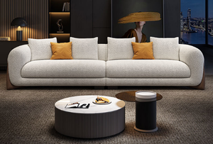 Modern Italian Luxury Corner Sofa <strong>Velvet</strong> Cloth Tea/<strong>Coffee</strong> <strong>Table</strong> with Slate Top for Living Room for Apartment Use - Product Image 6