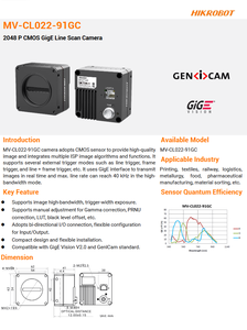 Nueva Cámara Industrial de Escaneo Lineal a Color HIK ROBOT MV-CL022-91GC Original, 2048 Píxeles, 80kHz, Montura GigE F - Product Image 1
