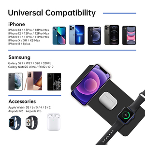 NEWQI Portable Magnetic <strong>Wireless</strong> Charger PU Leather <strong>Case</strong> Fast <strong>Charging</strong> for Compliant Type-C Port for Mobile Phone Earphones - Product Image 5
