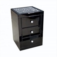 Table de Chevet Miroir Diamant Broyé Haut de Gamme, Meilleure Vente, Commode à 3 Tiroirs, Vente Directe Usine
